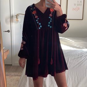Burgundy Velvet Dress